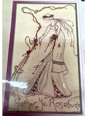 VERY RARE Thimblestitch Gather Ye Rosebuds Stitchery Pattern Embroidery
